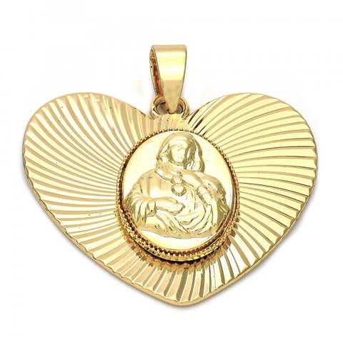 Dije Religioso 5.195.014 Oro Laminado, Diseño de Sagrado Corazon de Maria, Diamantado, Dorado