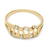 Anillo Multi Piedra 01.63.0141.06 Oro Laminado, con Zirconia Cubica Blanca, Pulido, Dorado