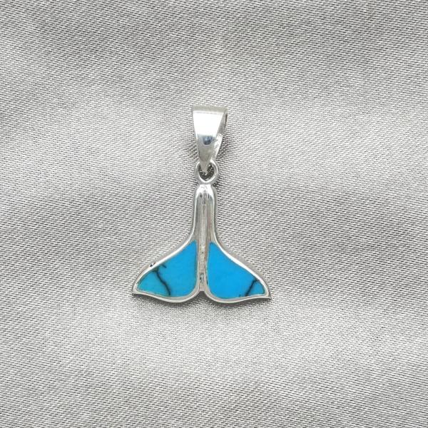 Dije Elegante 05.410.0006.2 Plata Rodinada, Diseño de Pescado, con Opal Bermuda Blue, Pulido, Plateado