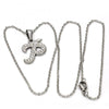 Collares con Dije 04.238.0025.18 Acero Inoxidable, Diseño de Iniciales y Rolo, Diseño de Iniciales, con Cristal Blanca, Pulido, Acero