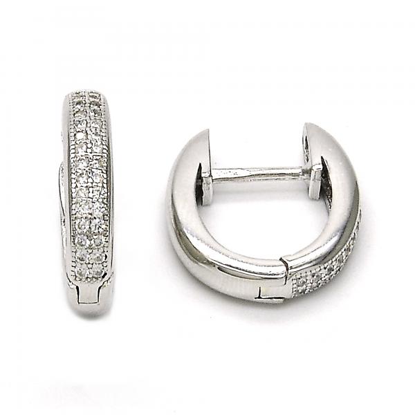Argolla Huggie 02.174.0058.15 Plata Rodinada, con Micro Pave Blanca, Pulido, Rodinado