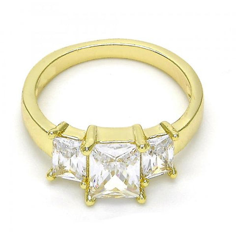 Anillo Multi Piedra 01.99.0089.07 Oro Laminado, con Zirconia Cubica Blanca, Pulido, Dorado