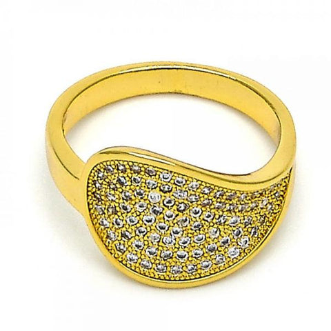 Anillo Multi Piedra 01.118.0049.08 Oro Laminado, con Micro Pave Blanca, Pulido, Dorado