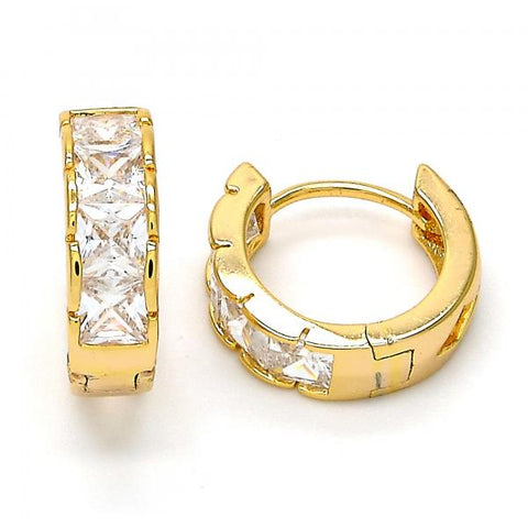 Argolla Huggie 02.237.0016.15 Oro Laminado, con Zirconia Cubica Blanca, Pulido, Dorado