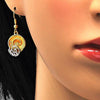 Collar y Arete 06.59.0109.1 Oro Laminado, Diseño de Espiral y Oja, Diseño de Espiral, con Cristal Blanca, Pulido, Dos Tonos