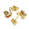 Arete Dormilona 02.387.0002.3 Oro Laminado, Diseño de Cisne, con Zirconia Cubica Granate, Pulido, Dorado