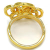 Anillo Multi Piedra 01.241.0025.07 Oro Laminado, Diseño de Flor, con Cristal Blanca, Pulido, Dorado