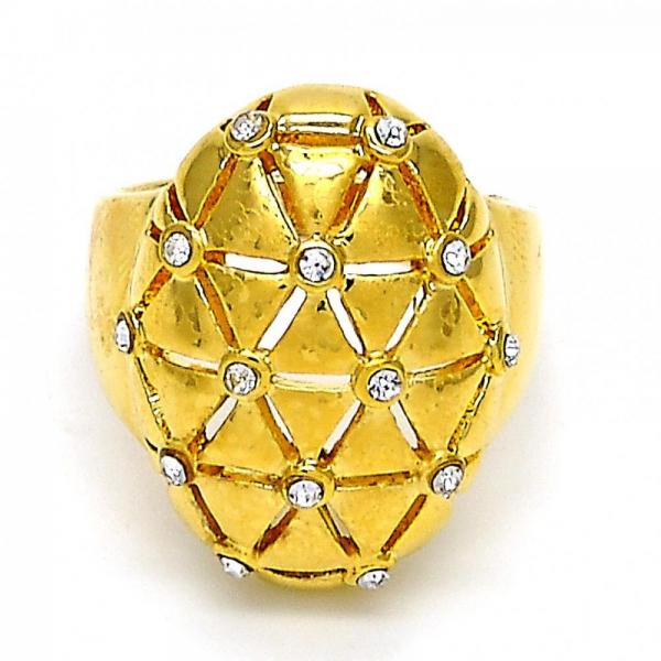 Anillo Multi Piedra 01.118.0044.07 Oro Laminado, con Cristal Blanca, Diamantado, Dorado