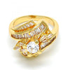Anillo Multi Piedra 01.199.0001.08.GT Tono Dorado, con Zirconia Cubica Blanca, Pulido, Dorado