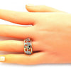 Anillo Multi Piedra 01.380.0001.1.08 Oro Laminado, Diseño de Elefante, con Cristal Blanca y Negro, Pulido, Tricolor