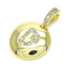 Dije Elegante 05.341.0004 Oro Laminado, Diseño de Iniciales, con Zirconia Cubica Blanca, Pulido, Dorado