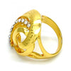 Anillo Multi Piedra 01.241.0030.07 Oro Laminado, Diseño de Llave Griega, con Cristal Blanca, Pulido, Dorado