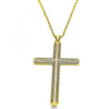 Dije Religioso 05.102.0035 Oro Laminado, Diseño de Cruz, con Micro Pave Blanca, Pulido, Dorado