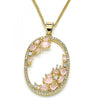 Collares con Dije 04.156.0184.1.20 Oro Laminado, Diseño de Gota, con Zirconia Cubica Rose Water Opal y CristalBlanca, Pulido, Dorado