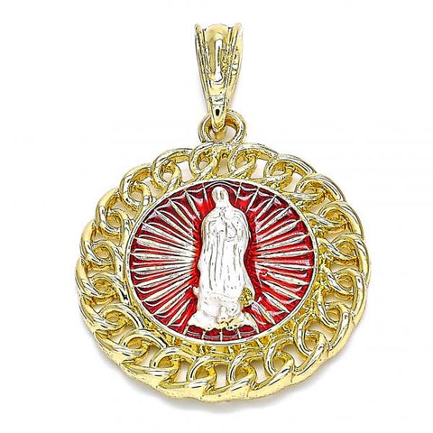 Dije Religioso 05.380.0044 Oro Laminado, Diseño de Guadalupe, Pulido, Tricolor