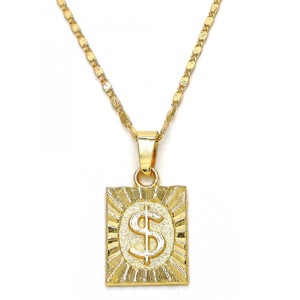 Collares con Dije 04.242.0090.24 Oro Laminado, Diseño de Dinero, Pulido, Dorado