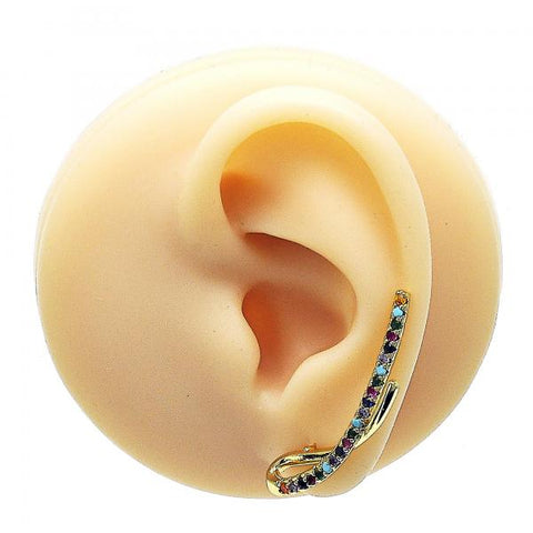 Arete Orejera 02.210.0674 Oro Laminado, con Micro Pave Multicolor y Zirconia CubicaGranate, Pulido, Dorado