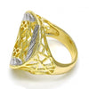Anillo Elegante 01.99.0096.09 Oro Laminado, Diseño de Flor, Diamantado, Dos Tonos