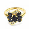Anillo Multi Piedra 01.365.0008.07 Oro Laminado, con Zirconia Cubica Negro y Blanca, Pulido, Dorado