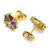 Arete Dormilona 02.387.0084.1 Oro Laminado, Diseño de Flor, con Zirconia Cubica Multicolor, Pulido, Dorado
