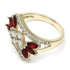 Anillo Multi Piedra 01.210.0098.1.06 Oro Laminado, con Zirconia Cubica Rubi y Blanca, Pulido, Dorado