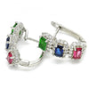 Argolla Huggie 02.186.0189.15 Plata Rodinada, con Zirconia Cubica Multicolor, Pulido, Rodinado