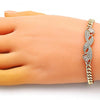 Pulsera Elegante 03.283.0226.07 Oro Laminado, con Micro Pave Blanca, Pulido, Dorado