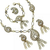 Collar, Pulso, Arete y Anillo 06.59.0059 Oro Laminado, Diseño de Filigrana, con Cristal Blanca, Dorado