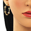 Arete Dormilona 02.341.0125 Oro Laminado, Diseño de Corazon, con Micro Pave Blanca, Pulido, Dorado