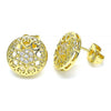 Arete Dormilona 02.156.0568 Oro Laminado, Diseño de Corazon, con Micro Pave Blanca, Pulido, Dorado