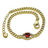 Pulsera Elegante 03.213.0143.1.07 Oro Laminado, Diseño de Ojo Griego, con Zirconia Cubica Granate y Micro PaveBlanca, Pulido, Dorado