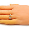 Anillo Multi Piedra 01.102.0001 Oro Laminado, con Micro Pave Blanca, Pulido, Dorado