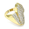 Anillo Multi Piedra 01.266.0042.08 Oro Laminado, con Micro Pave Blanca, Pulido, Dorado