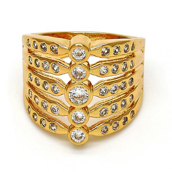 Anillo Multi Piedra 01.260.0003.07.GT Oro Laminado, con Zirconia Cubica Blanca, Pulido, Dorado