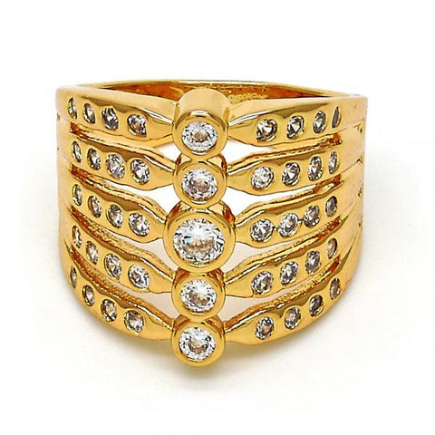 Anillo Multi Piedra 01.260.0003.07.GT Oro Laminado, con Zirconia Cubica Blanca, Pulido, Dorado