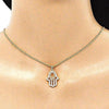 Collares con Dije 04.156.0415.20 Oro Laminado, Diseño de Mano de Dios, con Micro Pave Blanca, Pulido, Dorado