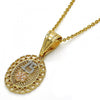 Dije Elegante 05.120.0085.1 Oro Laminado, Diseño de Flor y Corazon, Diseño de Flor, Pulido, Tricolor