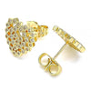 Arete Dormilona 02.156.0510 Oro Laminado, Diseño de Corazon, con Micro Pave Blanca, Pulido, Dorado