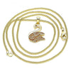 Collares con Dije 04.344.0018.1.20 Oro Laminado, Diseño de Cisne, con Micro Pave Granate, Pulido, Dorado