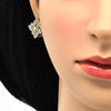 Arete Dormilona 02.217.0087.3 *PROMO* Oro Laminado, Diseño de Flor, con Zirconia Cubica Rosado y Blanca, Pulido, Dorado