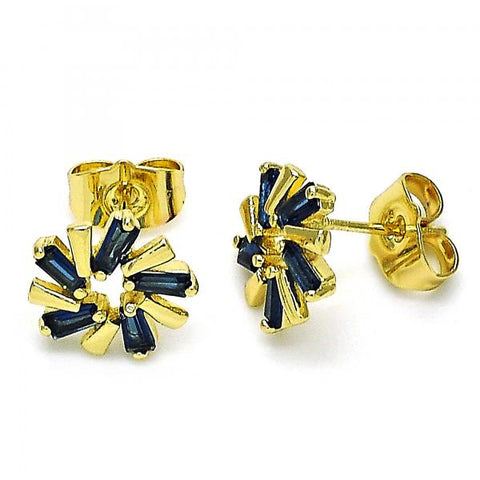Arete Dormilona 02.210.0746.5 Oro Laminado, con Zirconia Cubica Zafiro Azul, Pulido, Dorado