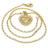 Collares con Dije 04.156.0046.20 Oro Laminado, Diseño de Corazon, con Micro Pave Blanca, Pulido, Dorado