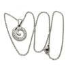 Collares con Dije 04.238.0024.18 Acero Inoxidable, Diseño de Iniciales y Rolo, Diseño de Iniciales, con Cristal Blanca, Pulido, Acero