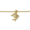 Collares con Dije 04.156.0152.20 Oro Laminado, Diseño de Delfin, con Zirconia Cubica Blanca, Pulido, Dorado