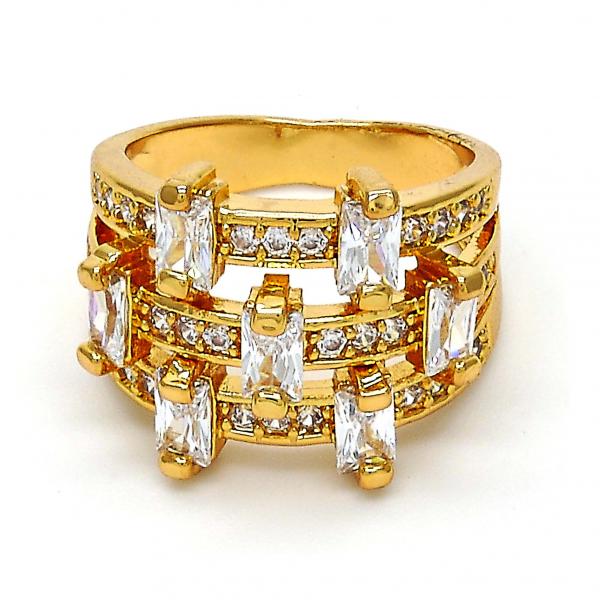 Anillo Multi Piedra 01.260.0001.07.GT Oro Laminado, con Zirconia Cubica Blanca, Pulido, Dorado