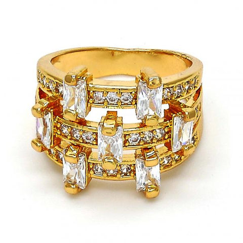 Anillo Multi Piedra 01.260.0001.07.GT Oro Laminado, con Zirconia Cubica Blanca, Pulido, Dorado