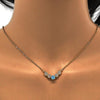 Collares con Dije 04.213.0035.2.16 Oro Laminado, con Zirconia Cubica Turquesa y Blanca, Pulido, Dorado