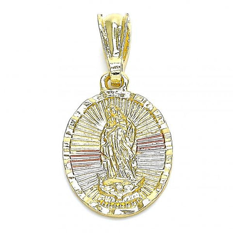 Dije Religioso 05.351.0172 Oro Laminado, Diseño de Guadalupe, Pulido, Tricolor