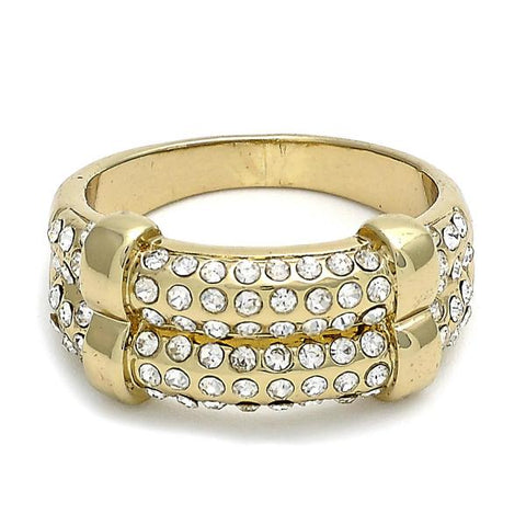 Anillo Multi Piedra 01.59.0017.06 Oro Laminado, con Cristal Blanca, Pulido, Dorado