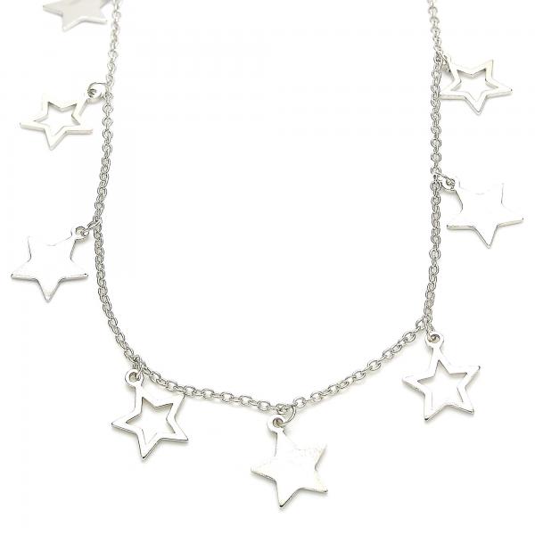 Collares con Dije 04.336.0184.16 Plata Rodinada, Diseño de Estrella, Rodinado